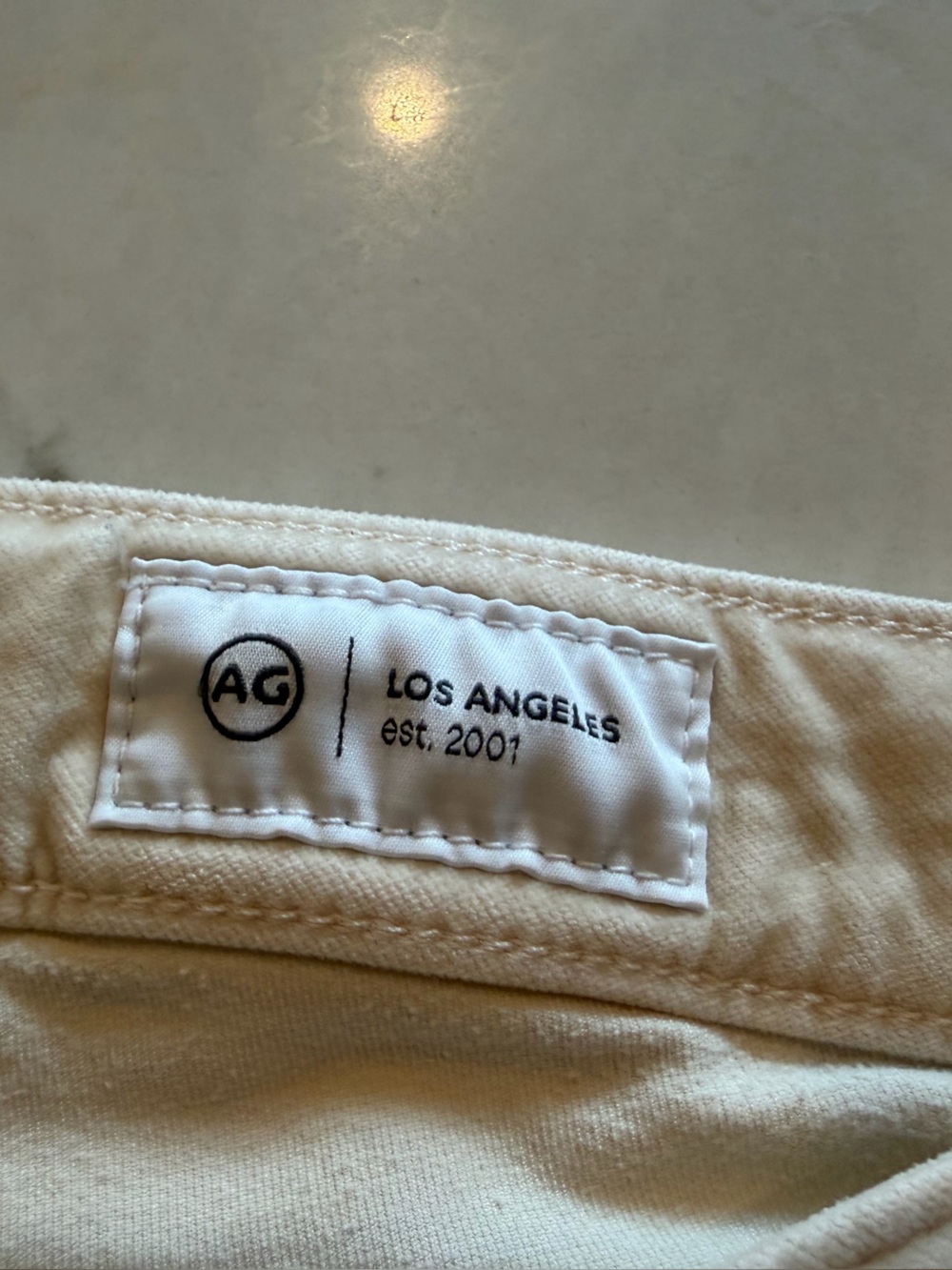 Ag Adriano Goldschmied woman’s Mari high waist Cream velvet like. Sz 30
